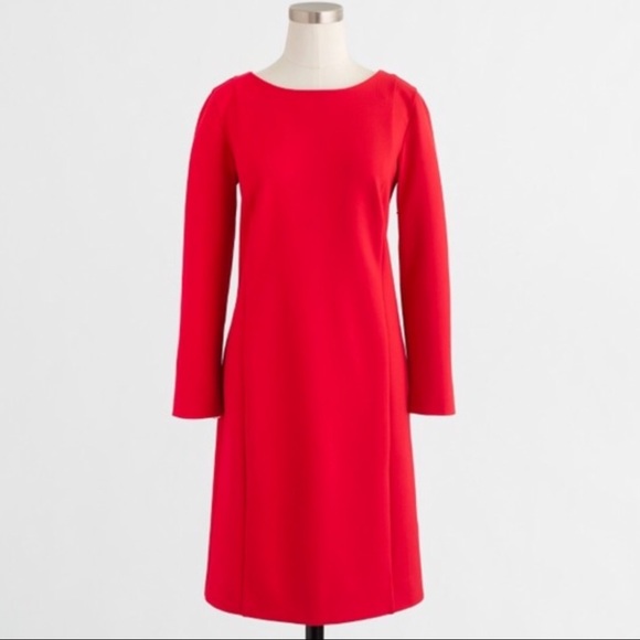 J Crew Long Sleeve Ponte Dress Red - Picture 2 of 2